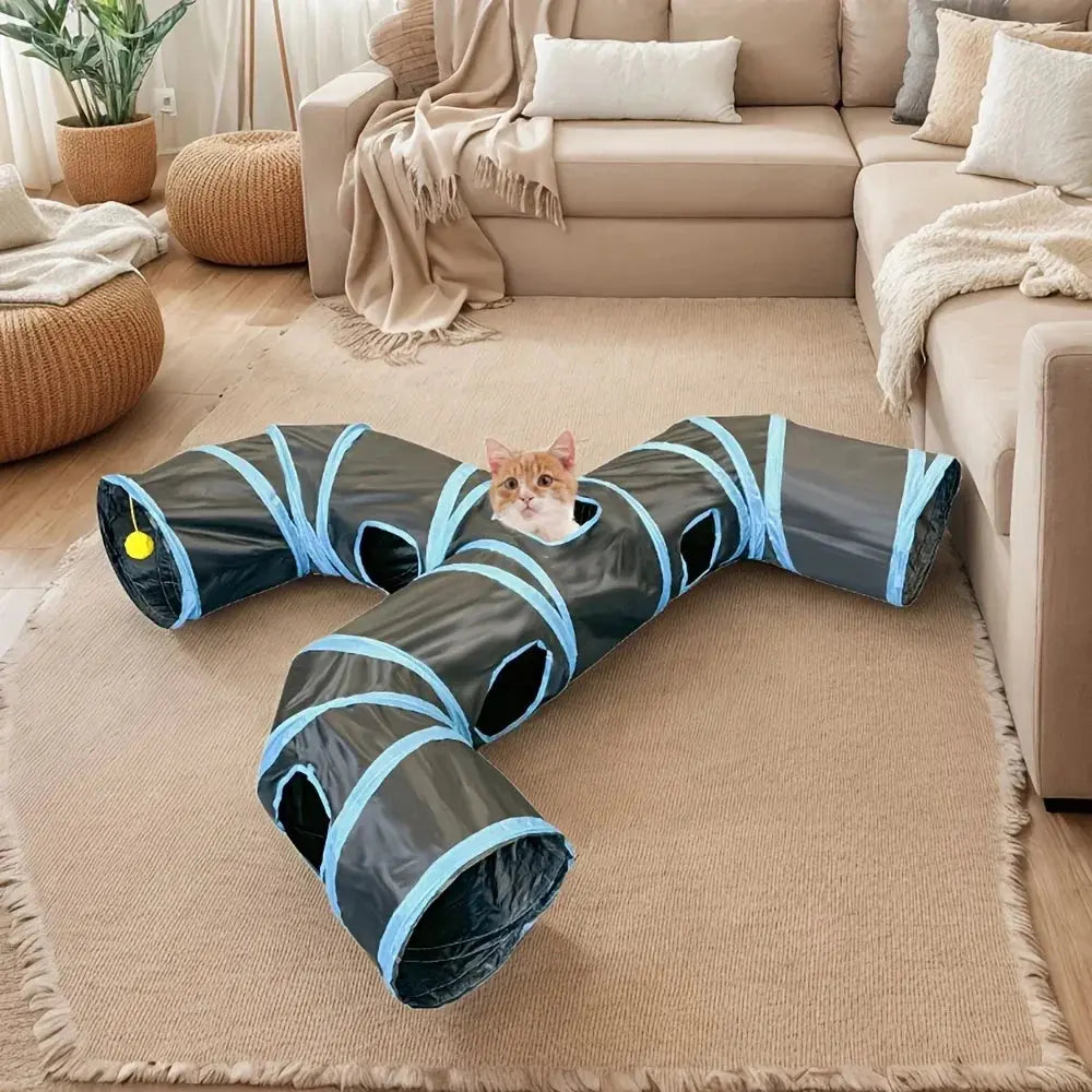 Cat Tunnel Foldable kitty Tunnel Pet Supplies Happy Pets
