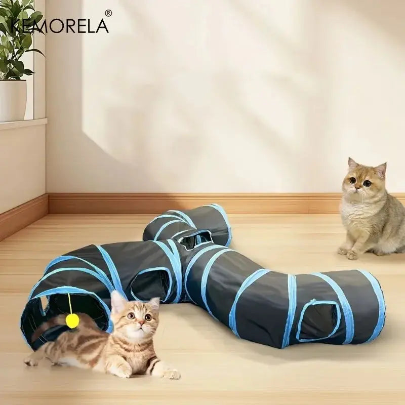 Cat Tunnel Foldable kitty Tunnel Pet Supplies Happy Pets
