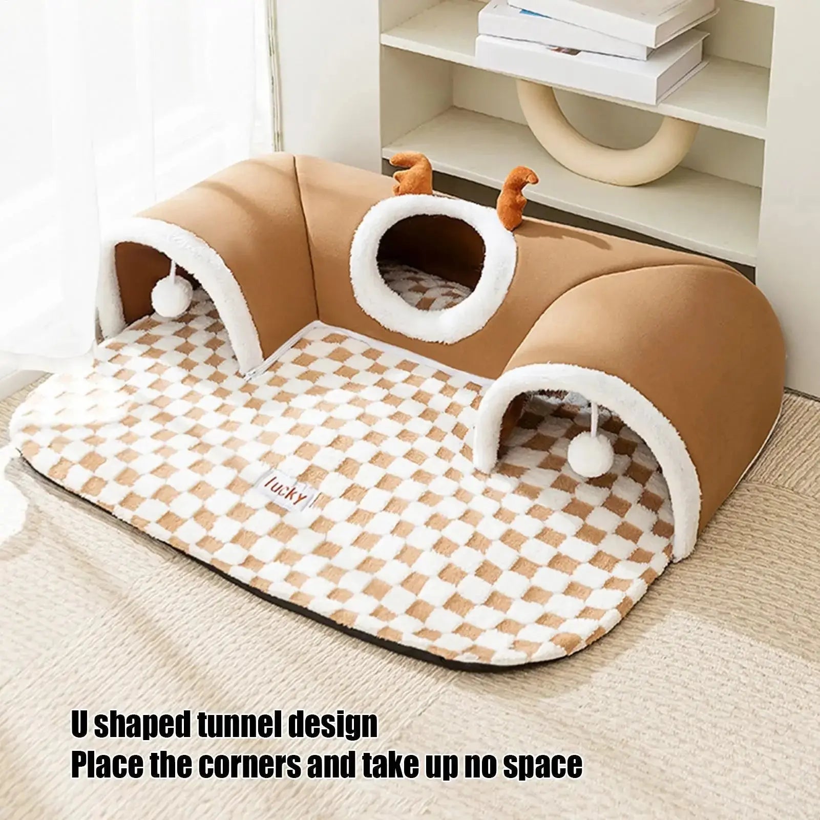 Cat Bed Tunnel and Cat Play Tunnel Warm Shelter Happy Pets