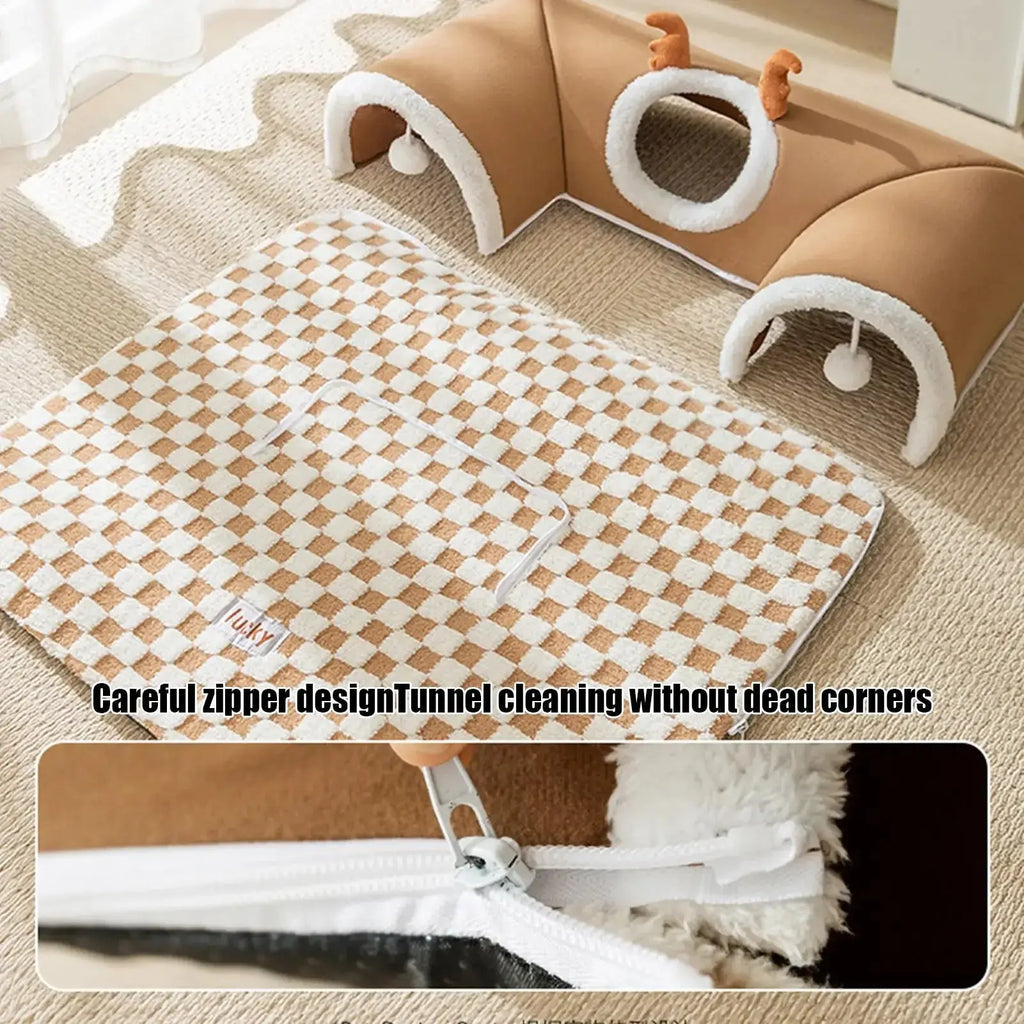 Cat Bed Tunnel and Cat Play Tunnel Warm Shelter Happy Pets