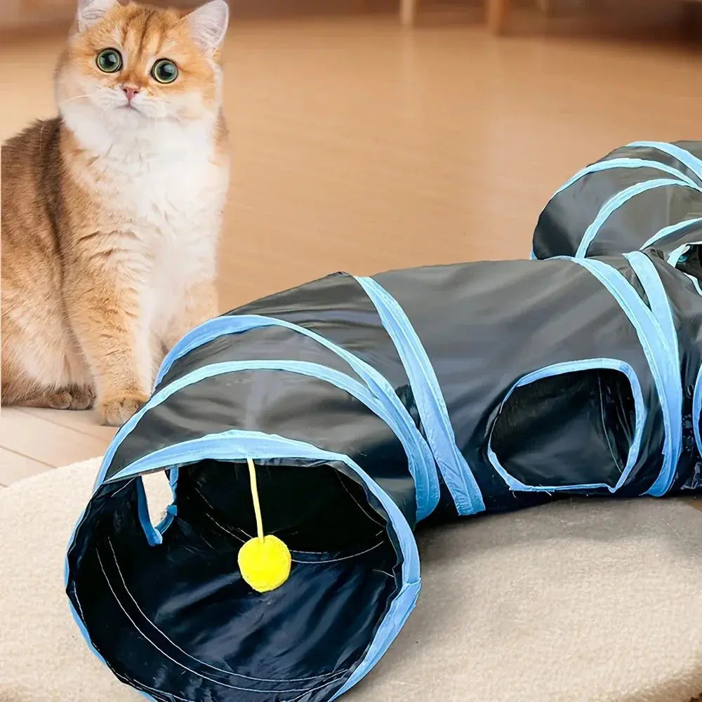 Cat Tunnel Foldable kitty Tunnel Pet Supplies Happy Pets